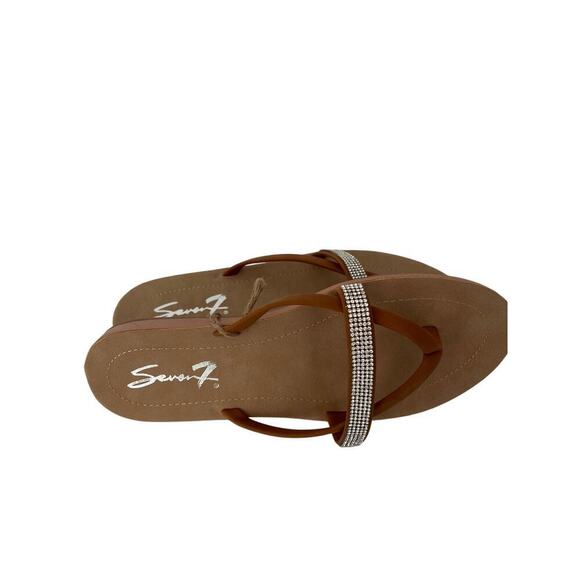 Seven7 New Cute Caramel slippers with sequins cross straps size 10 - Picture 7 of 11